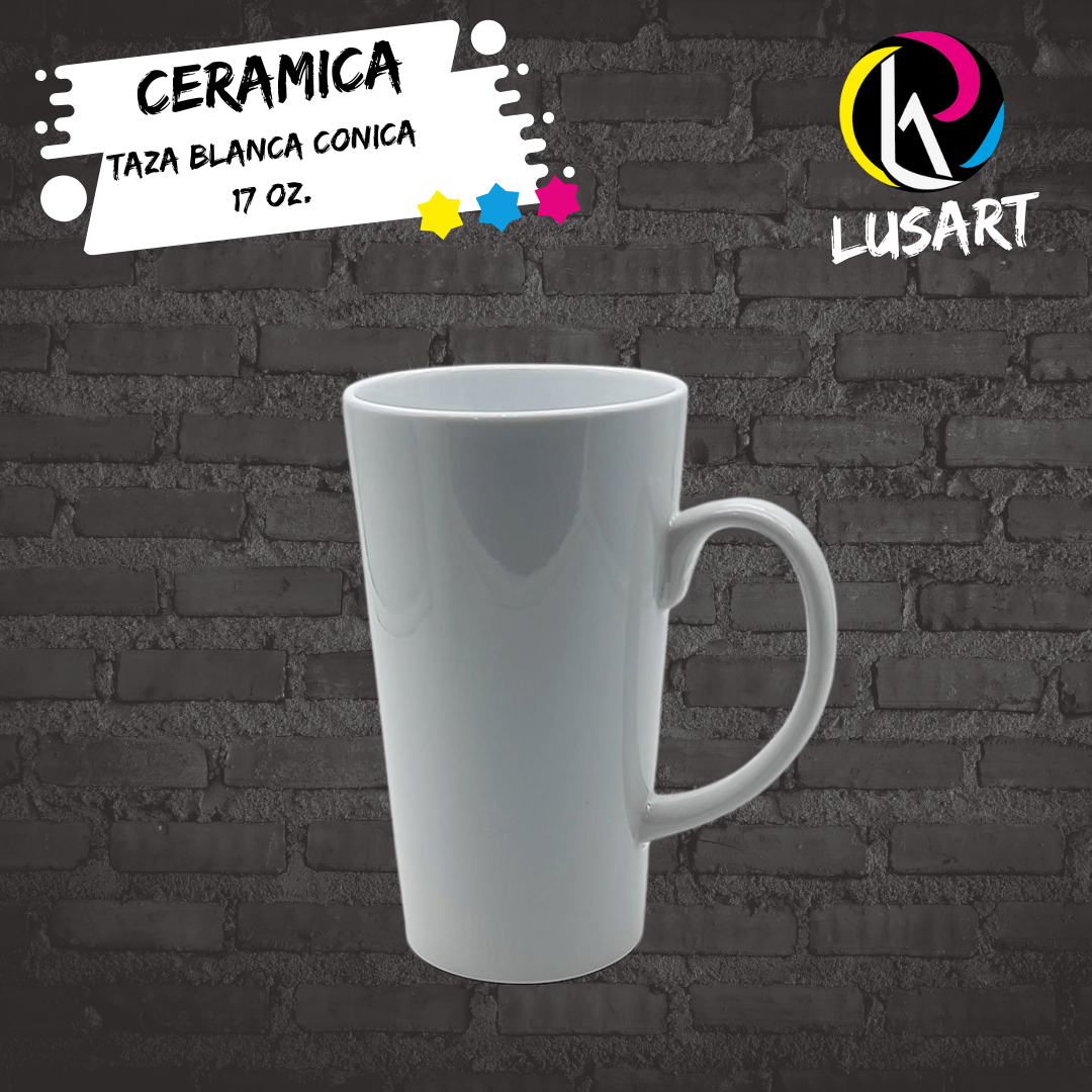 Taza Blanca Conica de 17 Oz
