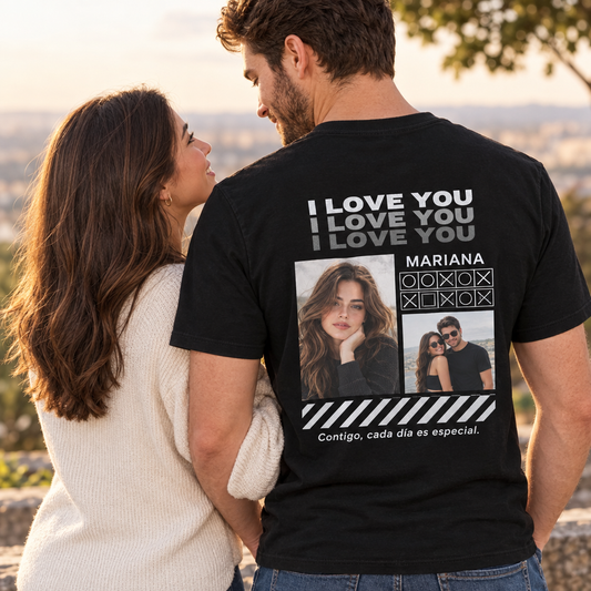 Playera I LOVE YOU en uso