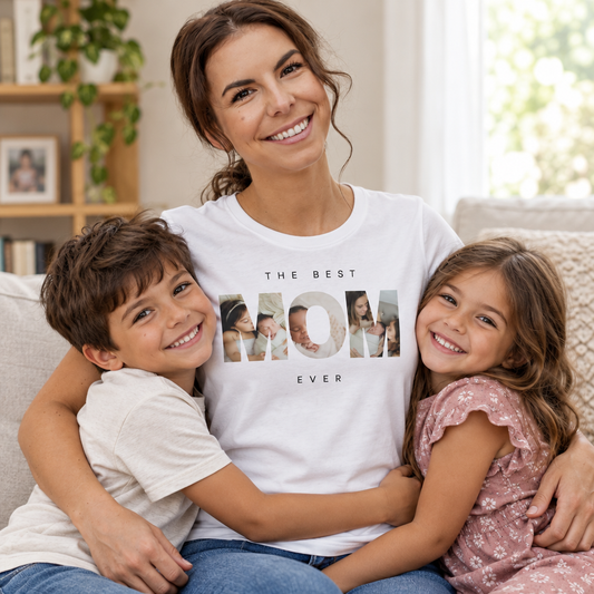 Playera MOM en un momento familiar