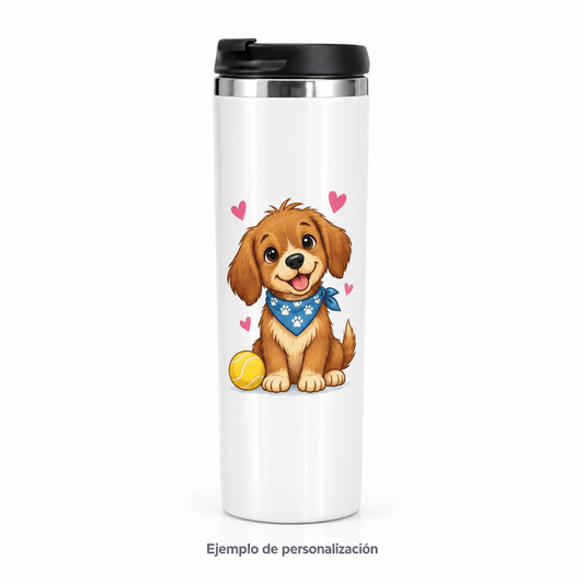 Vaso personalizado con perrito estilo caricatura