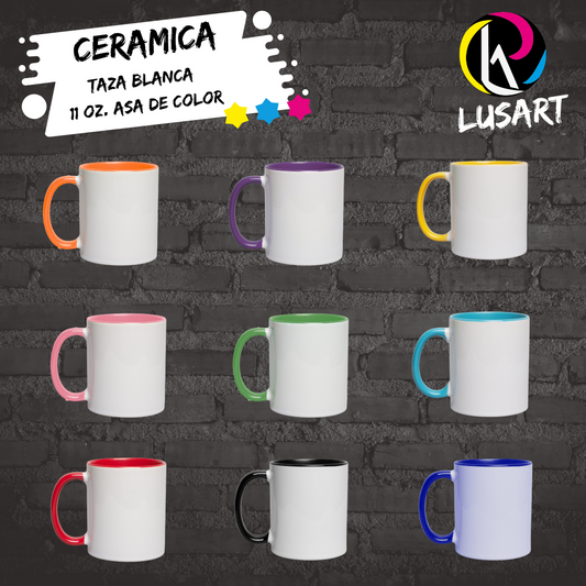 Taza blanca de 11 Oz con Asa e Interior de Color