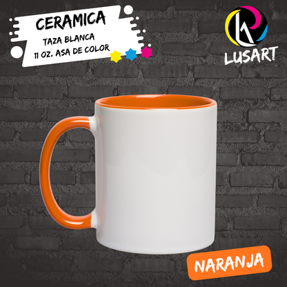 Taza blanca de 11 Oz con Asa e Interior de Color