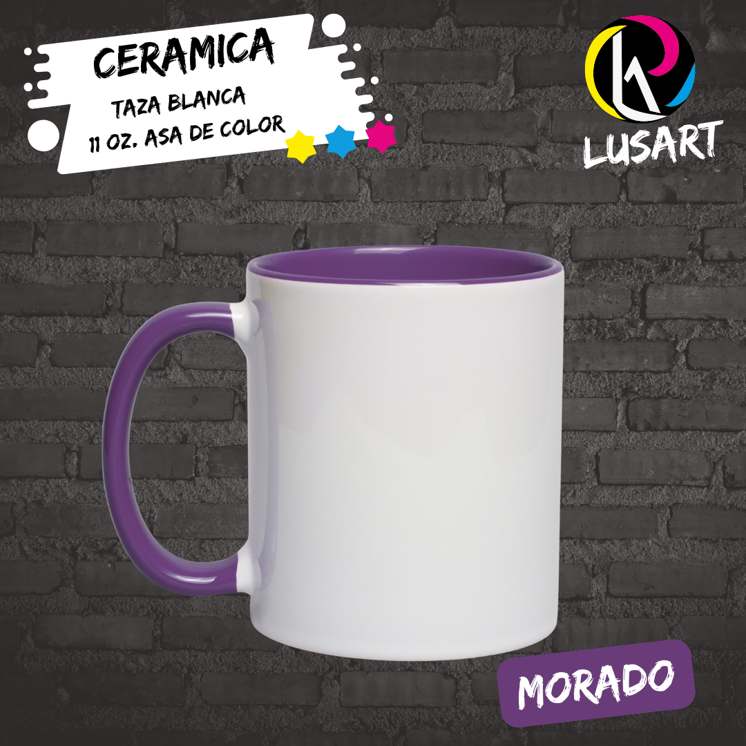 Taza blanca de 11 Oz con Asa e Interior de Color