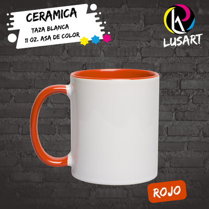 Taza blanca de 11 Oz con Asa e Interior de Color