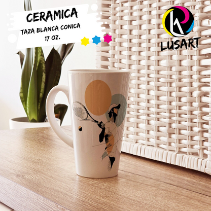 Taza Blanca Conica de 17 Oz