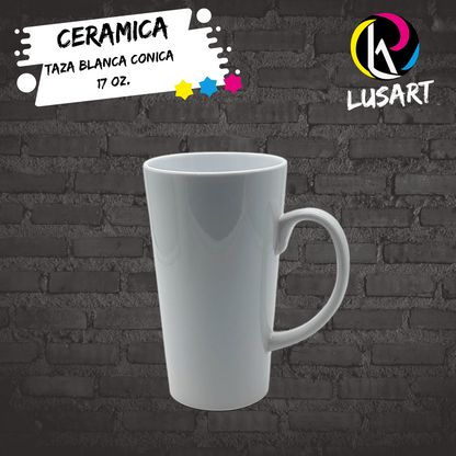 Taza Blanca Conica de 17 Oz