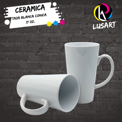 Taza Blanca Conica de 17 Oz