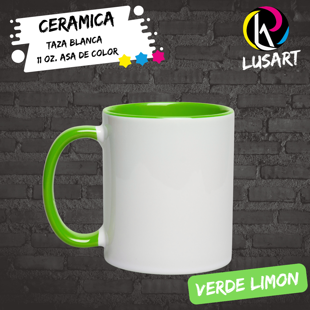 Taza blanca de 11 Oz con Asa e Interior de Color