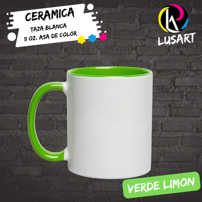 Taza blanca de 11 Oz con Asa e Interior de Color